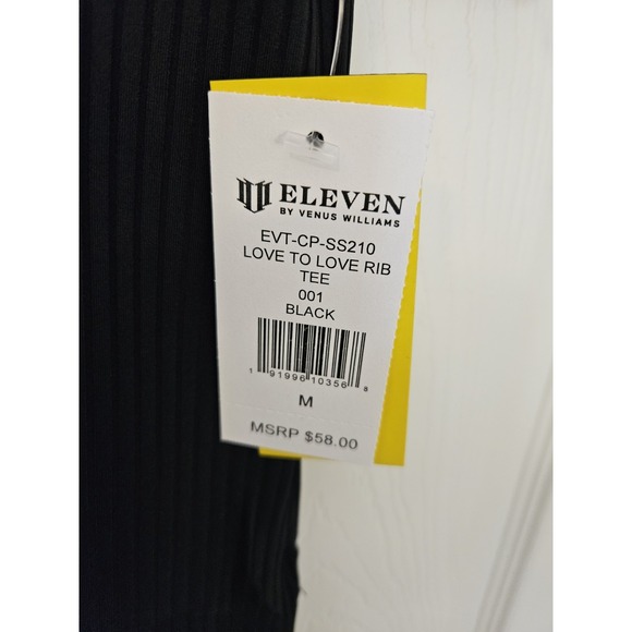 NWT ELEVEN By Venus Williams Love to Love Rib Tee "Black", Size Medium, MSRP $58 - Picture 3 of 6